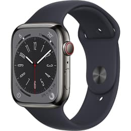 Apple Watch (Series 8) 2022 GPS + Cellular 45 mm - Acier inoxydable Gris - Bracelet sport Minuit