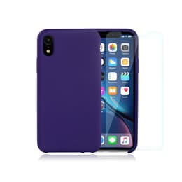 Coque iPhone XR et 2 écrans de protection - Silicone - Violet