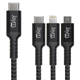 Cable JAYM Ultra-Renforcé 1,5 m - USB-C vers 3 sorties (USB-C / Lightning / Micro USB) - Fabriqué en Fibre Dupont Kevlar