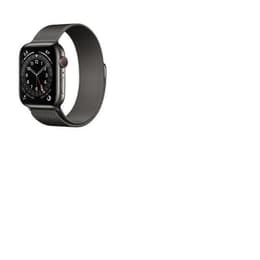 Apple Watch (Series 7) 2021 GPS + Cellular 45 mm - Aluminium Noir - Bracelet milanais Argent