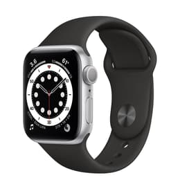 Apple Watch (Series 6) 2020 GPS + Cellular 40 mm - Acier inoxydable Argent - Boucle sport Noir