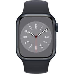 Apple Watch (Series 8) 2022 GPS + Cellular 45 mm - Acier inoxydable Noir - Bracelet sport Noir