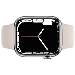Apple Watch (Series 7) 2021 GPS + Cellular 45 mm - Acier inoxydable Gris - Bracelet sport Blanc