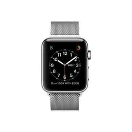 Apple Watch (Series 3) 2017 GPS + Cellular 38 mm - Acier inoxydable Aluminium - Milanais Argent