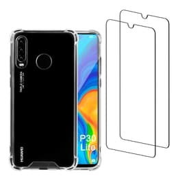 Coque Huawei P30 lite et 2 écrans de protection - Plastique recyclé - Transparent