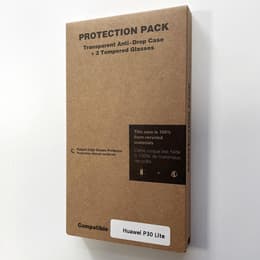 Coque P30 Lite et 2 écrans de protection - Plastique recyclé - Transparent
