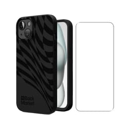 Coque Back Market iPhone 15 et écran de protection - 100% biodégradable - Noir Motif Vague