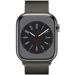 Apple Watch (Series 8) 2022 GPS + Cellular 45 mm - Acier inoxydable Gris sidéral - Bracelet milanais Gris