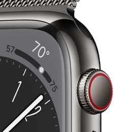 Apple Watch (Series 8) 2022 GPS + Cellular 45 mm - Acier inoxydable Gris sidéral - Bracelet milanais Gris