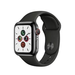 Apple Watch Series 5 (2019) GPS + Cellular 40 mm - Acier inoxydable Noir sidéral - Bracelet sport Noir