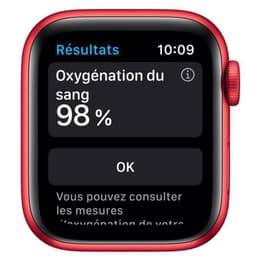 Apple Watch Series 6 (2020) GPS 44 mm - Aluminium Rouge - Bracelet sport Rouge