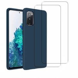 Coque Galaxy S20 FE et 2 écrans de protection - Silicone - Bleu marine