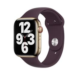 Apple Watch (Series 7) 2021 GPS + Cellular 45 mm - Acier inoxydable Or - Bracelet sport Rouge grenat