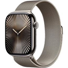 Apple Watch Series 10 (2024) GPS + Cellular 46 mm - Titane Naturel - Bracelet milanais Noir