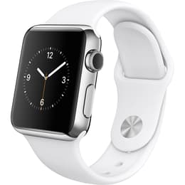Apple Watch (Series 1) 2015 42 mm - Acier inoxydable Argent -  Bracelet Sport blanc
