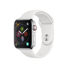 Apple Watch (Series 4) Septembre 2018 40 mm - Acier inoxydable Argent - Bracelet Sport Blanc