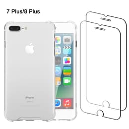 Coque iPhone 7 Plus/8 Plus et 2 écrans de protection - Plastique recyclé - Transparent