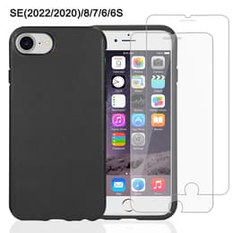 Coque iPhone SE (2022/2020)/8/7/6/6S et 2 écrans de protection - Compostable - Noir