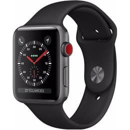Apple Watch (Series 3) GPS + Cellular 42 mm - Aluminium Gris - Bracelet sport Noir