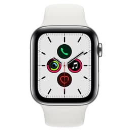 Apple Watch (Series 5) GPS + Cellular 40 mm - Acier inoxydable Argent - Bracelet sport Blanc