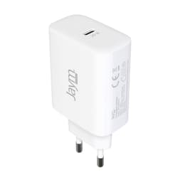 JAYM - Pack Chargeur Secteur Rapide USB-C 20W PD + Câble USB-C 2 mètres Compatible Lightning MFI Blanc