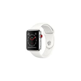 Apple Watch (Series 3) GPS 38 mm - Acier inoxydable Argent - Bracelet sport Blanc