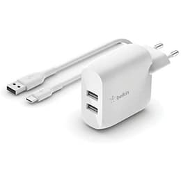 Chargeur Belkin BOOST CHARGE Dual USB-A Wall Charger 24W + USB-C to USB-A Cable - Blanc