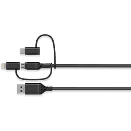OtterBox Câble renforcé 3 en 1 USBA-Micro/Lightning/USBC, Série Performance, Noir