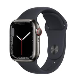 Apple Watch (Series 7) GPS 41 mm - Acier inoxydable Noir - Bracelet sport Noir