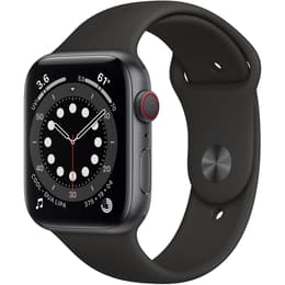 Apple Watch (Series 6) GPS + Cellular 44 mm - Aluminium Gris sidéral - Bracelet Sport Noir