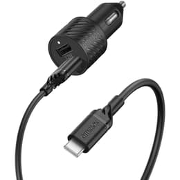 OtterBox chargeur voiture résistant aux chocs 2X USB A 12W + Performance USB A-USB C Cable, Charge Bundle - Noir