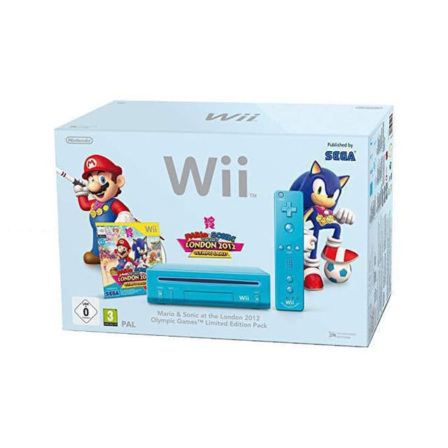 Console Nintendo Wii Bleu  + Jeu Sonic & Mario aux Jeux Olympiques de Londres (2012)