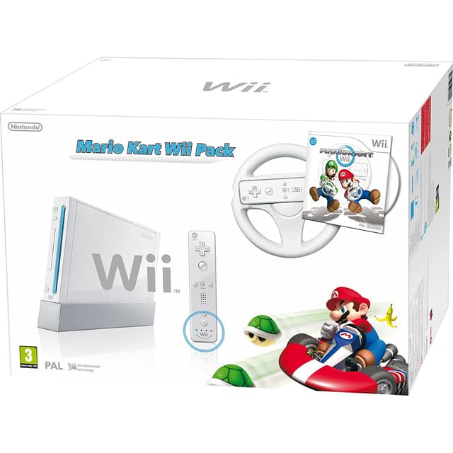 Console Nintendo Wii + Pack mario kart 4 joueur - Blanc