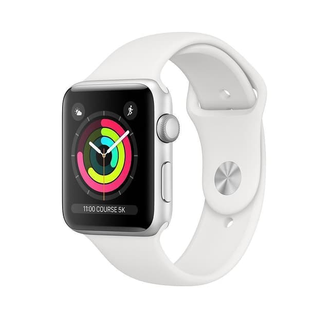 Apple Watch (Series 3) GPS 38 mm - Aluminium Argent - Bracelet Sport Blanc