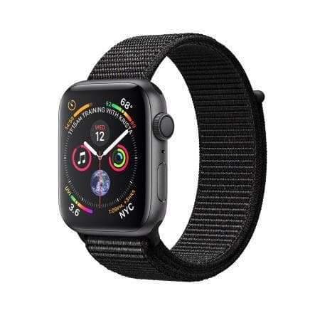 Apple Watch (Series 4) Septembre 2018 44 mm - Aluminium Gris sidéral - Bracelet Sport Noir