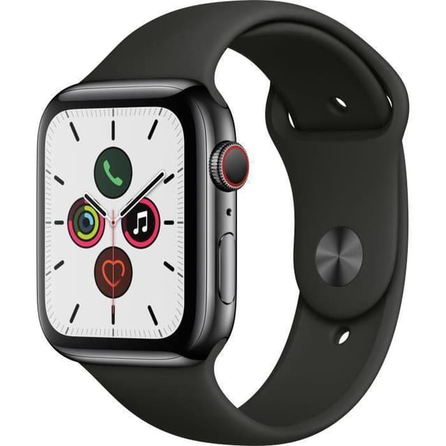 Apple Watch (Series 5) Septembre 2019 44 mm - Aluminium Gris sidéral - Bracelet Sport Noir
