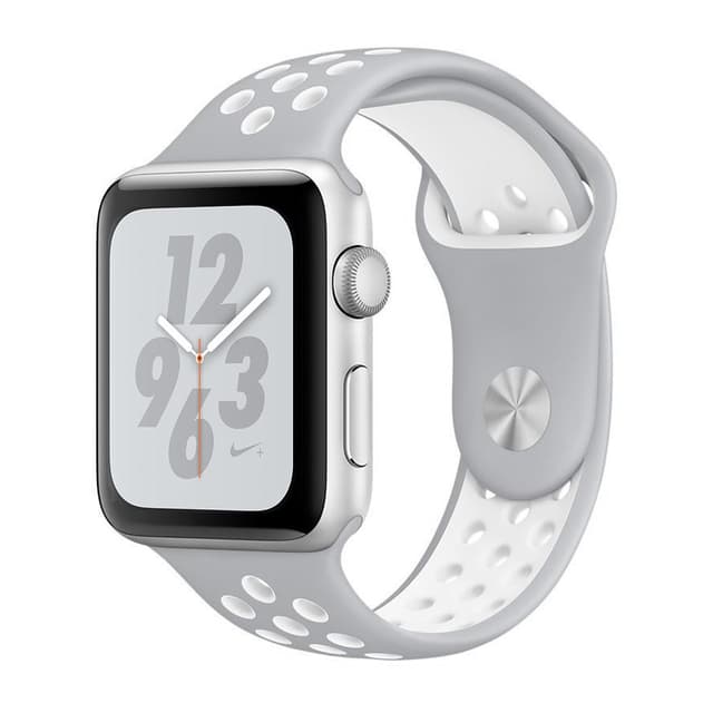 Apple Watch (Series 3) Septembre 2017 42 mm - Aluminium Argent - Bracelet Sport Nike Gris/Blanc