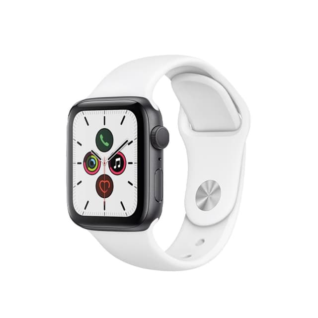Apple Watch (Series 5) Septembre 2019 44 mm - Aluminium Gris sidéral - Bracelet Sport Blanc