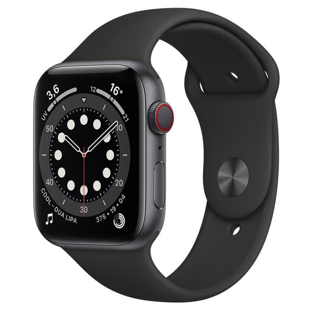 Apple Watch (Series 6) Septembre 2020 44 mm - Aluminium Gris sidéral - Bracelet Silicone Noir