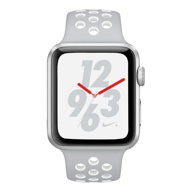 Apple Watch (Series 3) Septembre 2017 42 mm - Aluminium Argent - Bracelet Sport Nike Gris/Blanc
