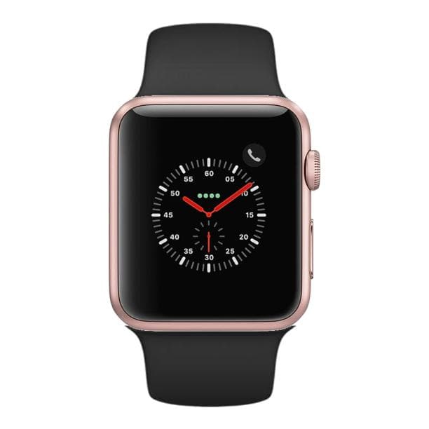 Apple Watch (Series 3) GPS + Cellular 42 mm - Aluminium Or - Bracelet sport Noir