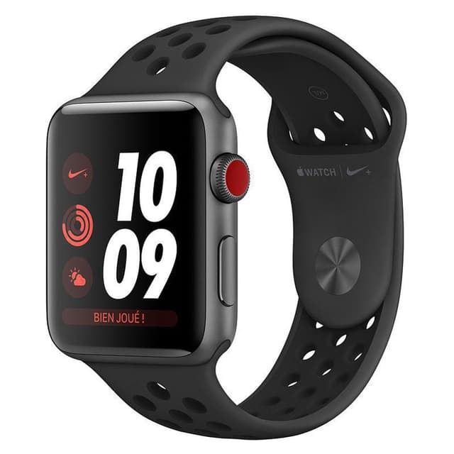 Apple Watch (Series 3) GPS + Cellular 42 mm - Aluminium Gris sidéral - Bracelet Sport Nike Noir