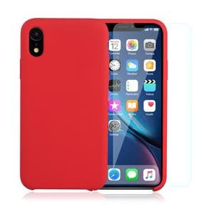 Coque et 2 écrans de protection iPhone XR - Silicone - Rouge